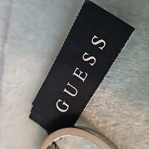 Guess bracelet silver G dangling from open cuff w catch chain new LOT729 - Picture 3 of 7